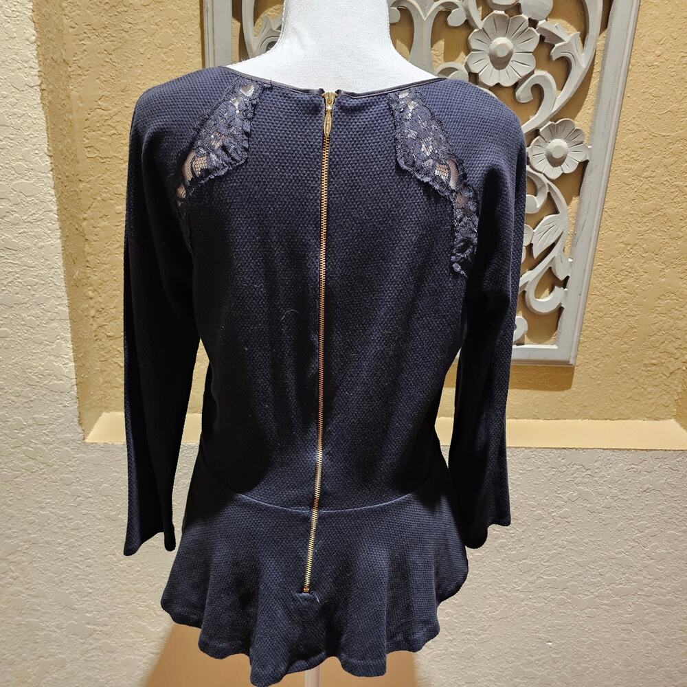 Juicy Couture Vintage Size 12 Peplum Coquette Y2K Academia Top Lace Zip Back - Picture 4 of 9